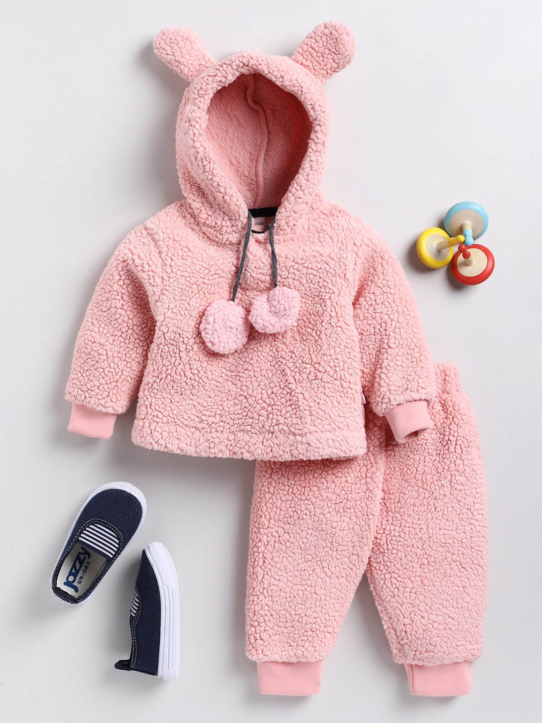 

Moms Love Infant Boys Hooded T Shirt With Trousers, Pink