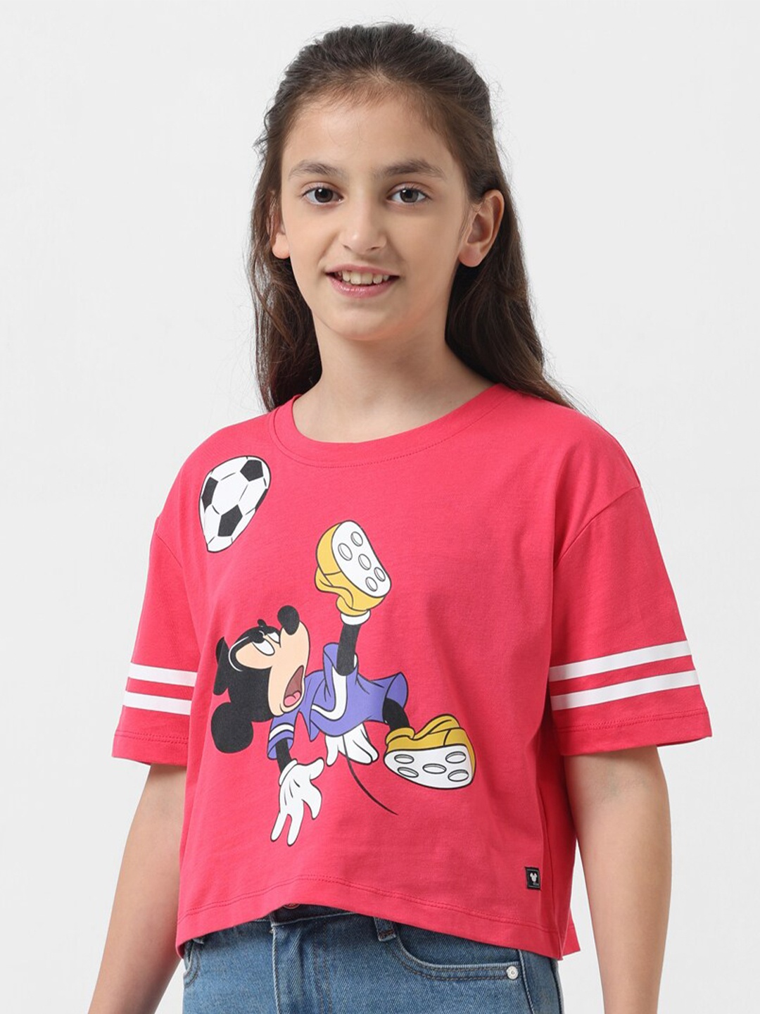 

Vero Moda Girls Printed Mickey Mouse Pure Cotton T-shirt, Red