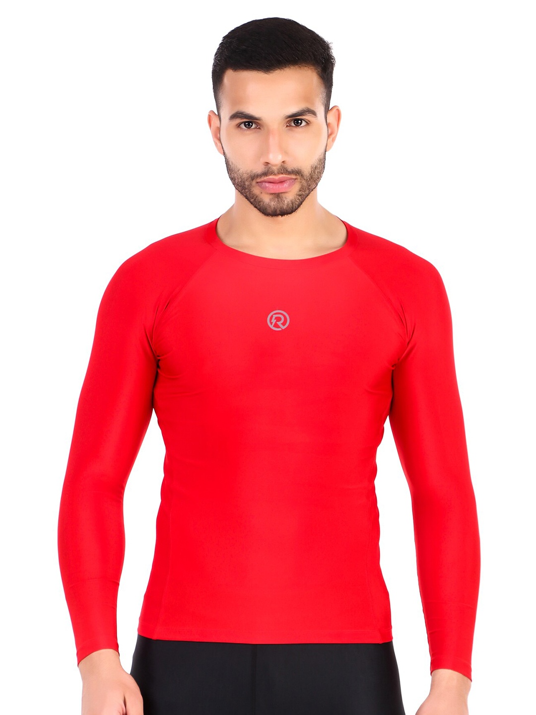 

REDESIGN Raglan Sleeve Compression Training or Gym Dry Fit T-shirt, Red