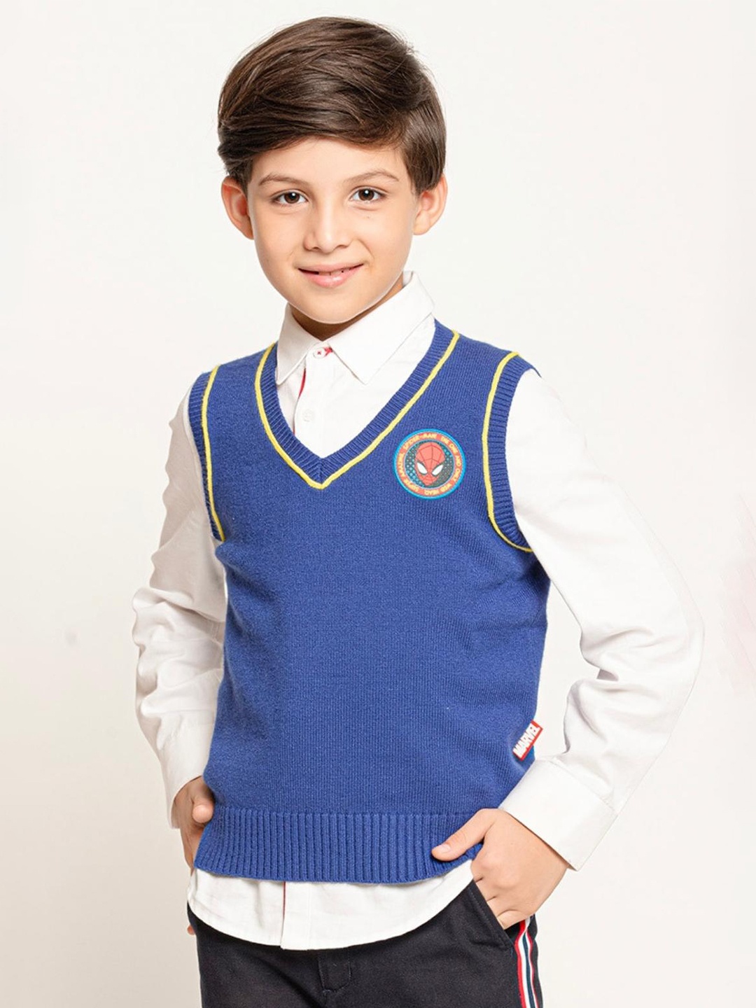 

One Friday Boys Marvel Printed Sweater Vest, Blue