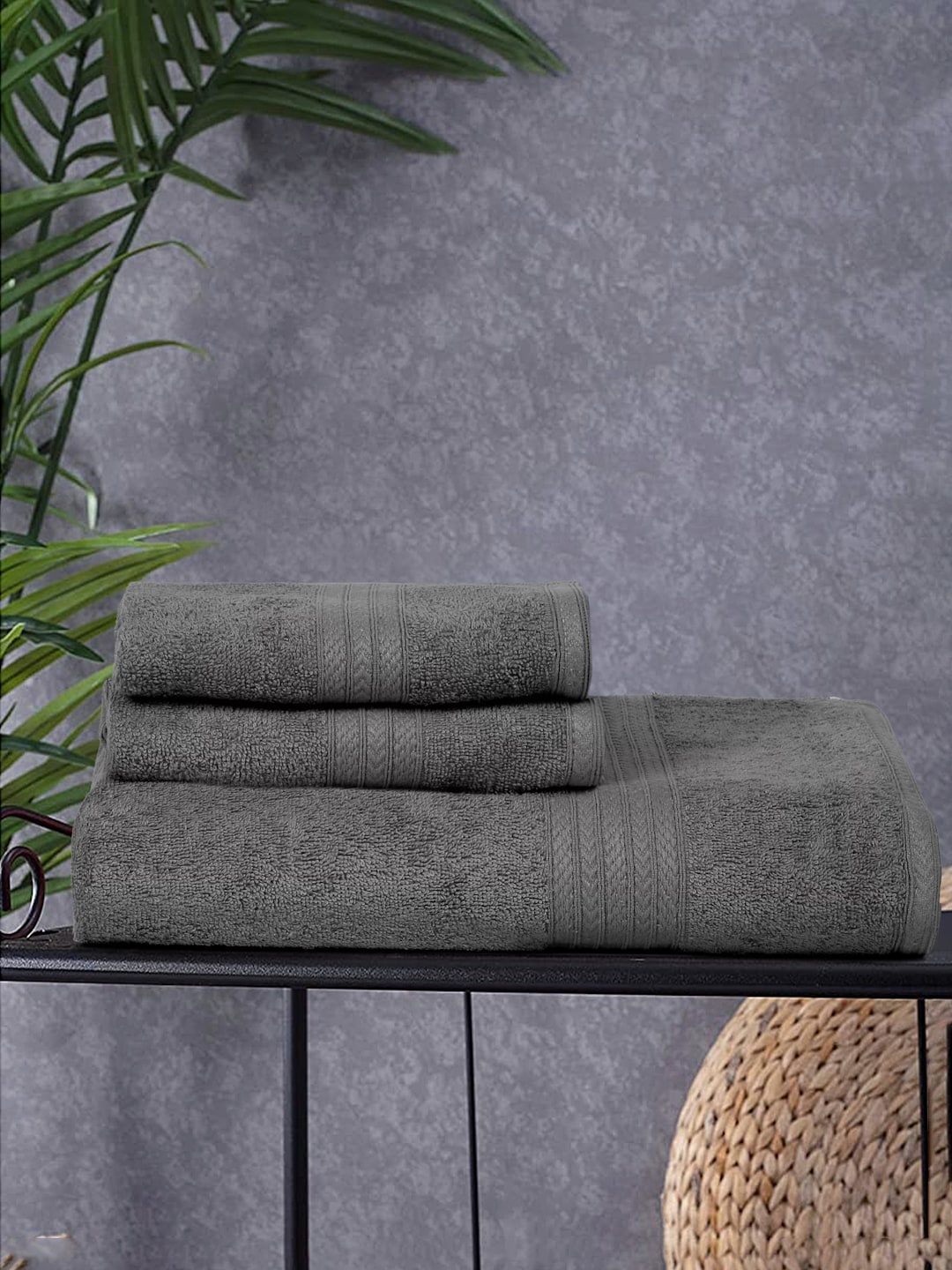 

Naksh Grey 3 Pieces Cotton 450 GSM Super Absorbent Towel Set