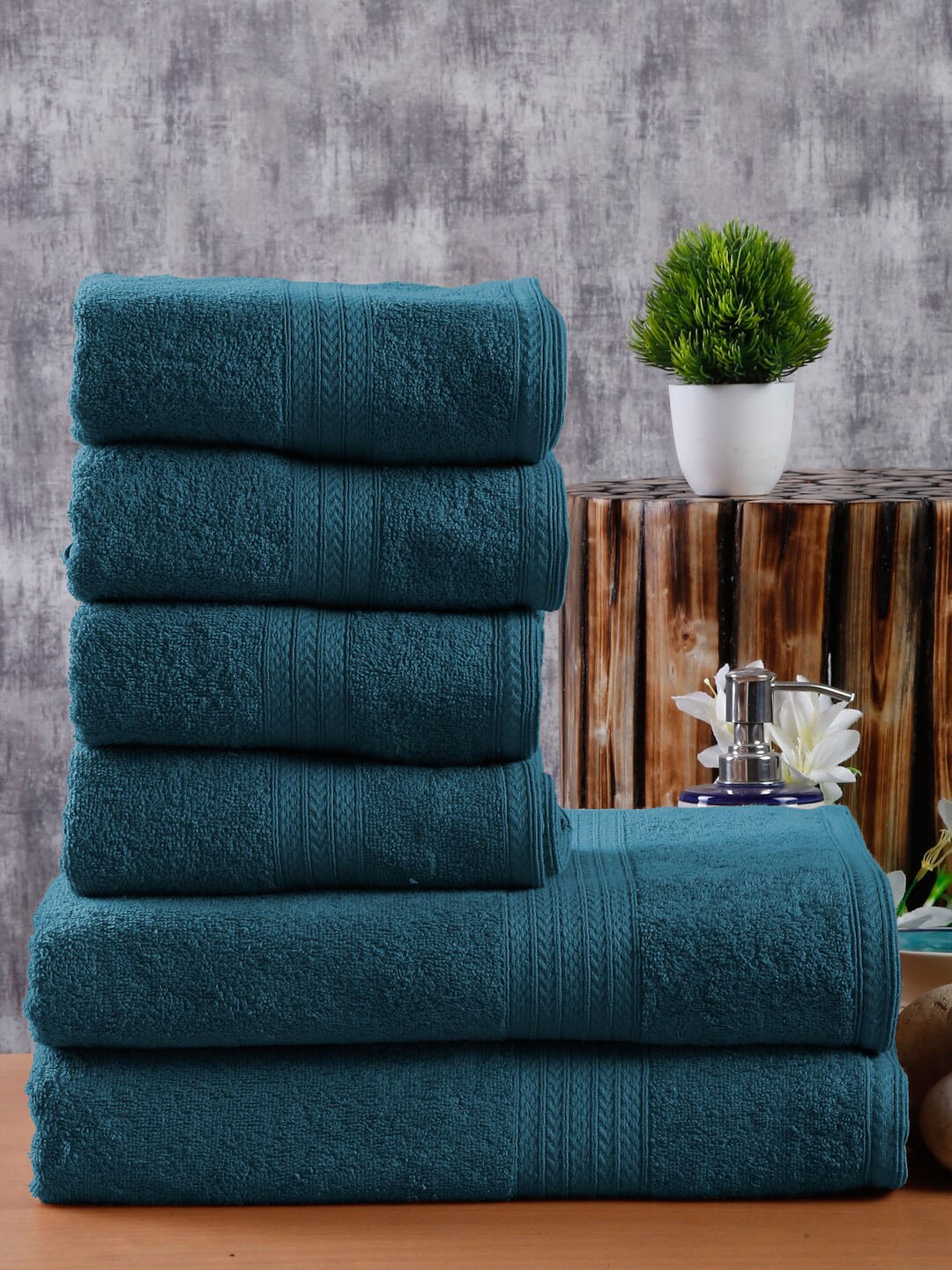 

Naksh Teal Green 6 Pieces Cotton 450 GSM Super Absorbent Towel Set