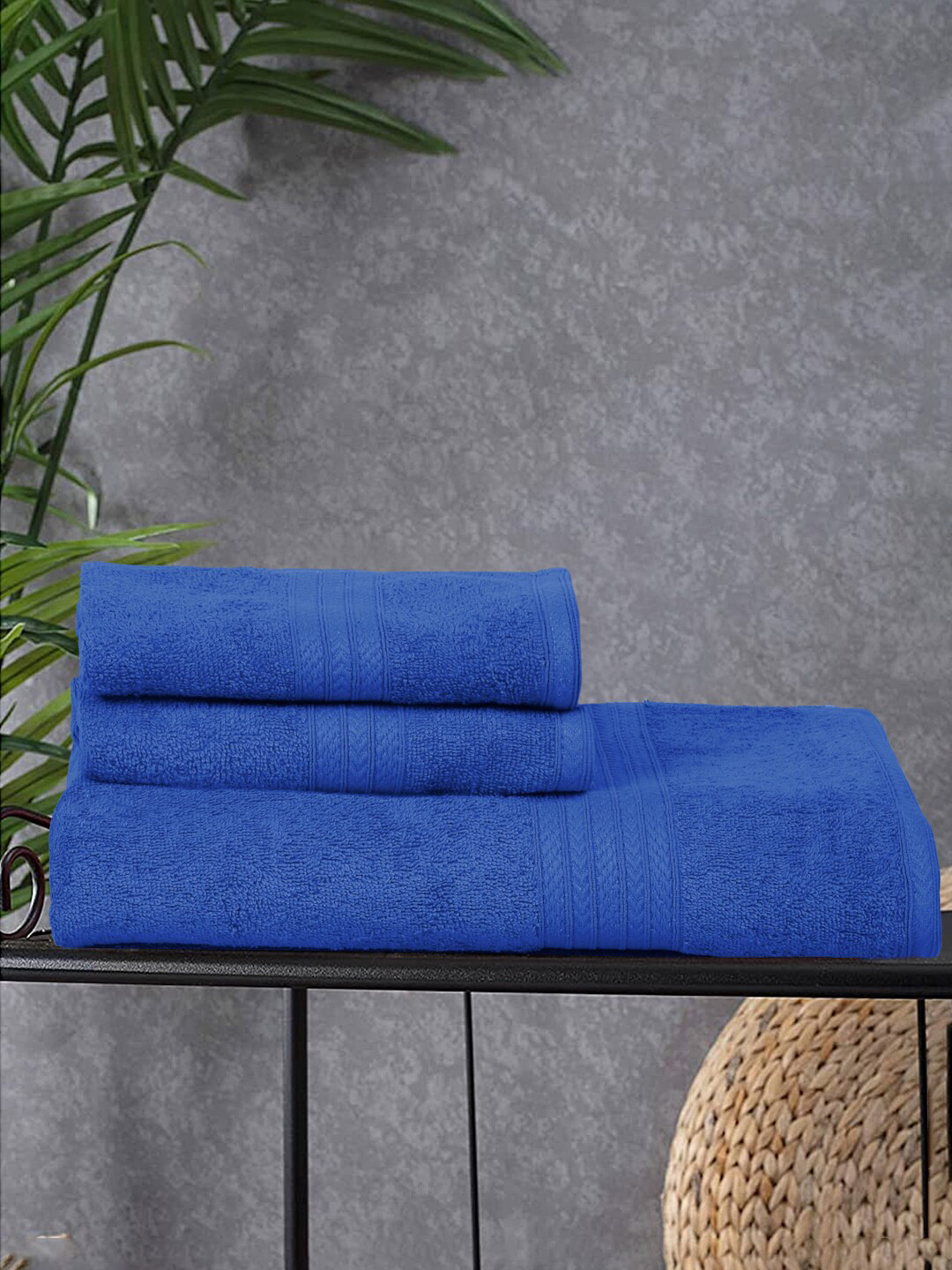 

Naksh Blue 3 Pieces Cotton 450 GSM Super Absorbent Towel Set