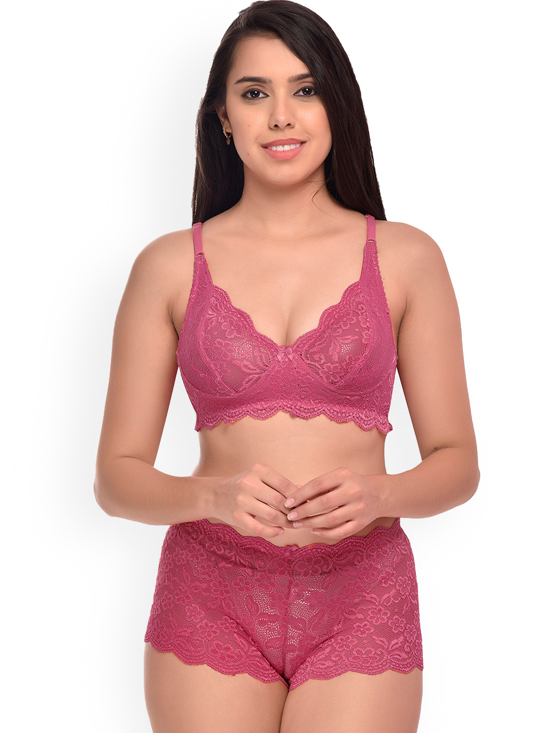 

PIBU Self Design Lingerie Set, Pink