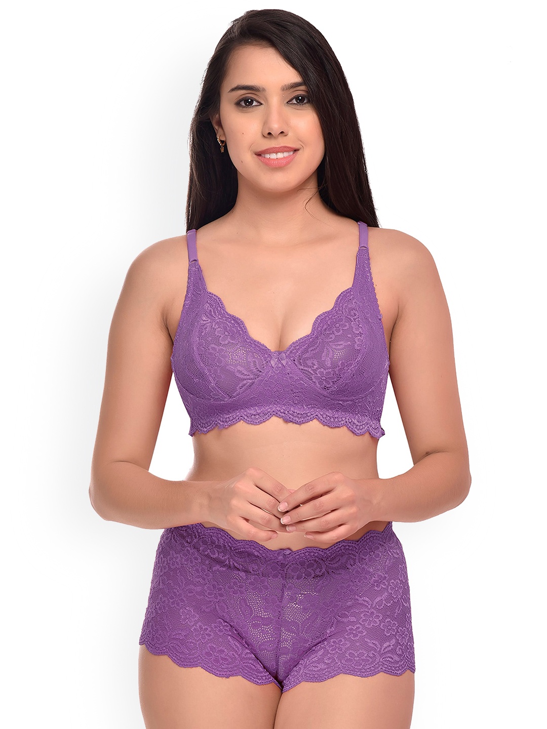 

PIBU Self Design Lingerie Set, Purple