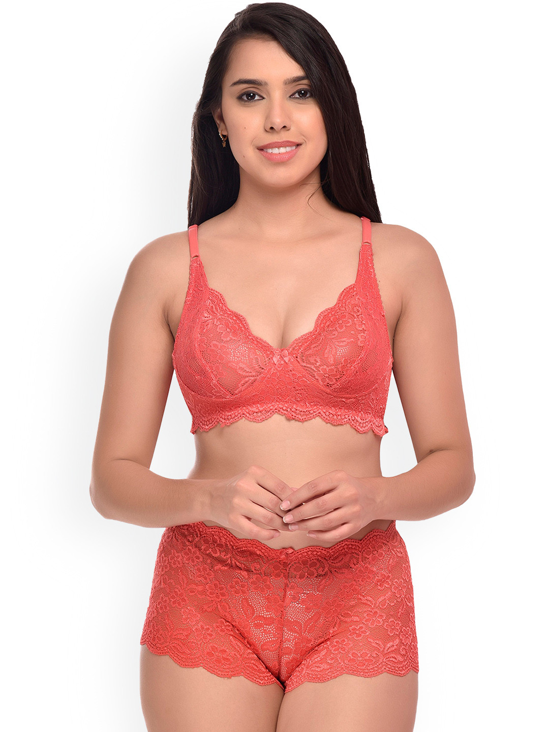 

Aamarsh Self-Design Lingerie Set, Red