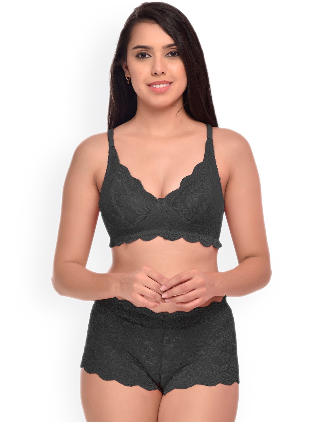 

Aamarsh Self-Design Lingerie Set, Black