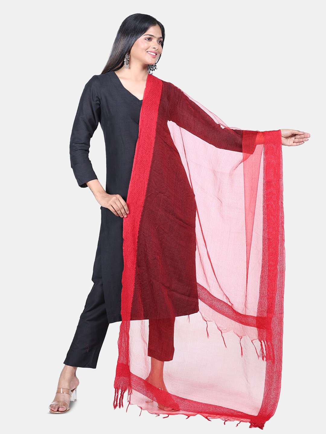 

HELLA FASHIONS Dupatta With Tasselled, Red