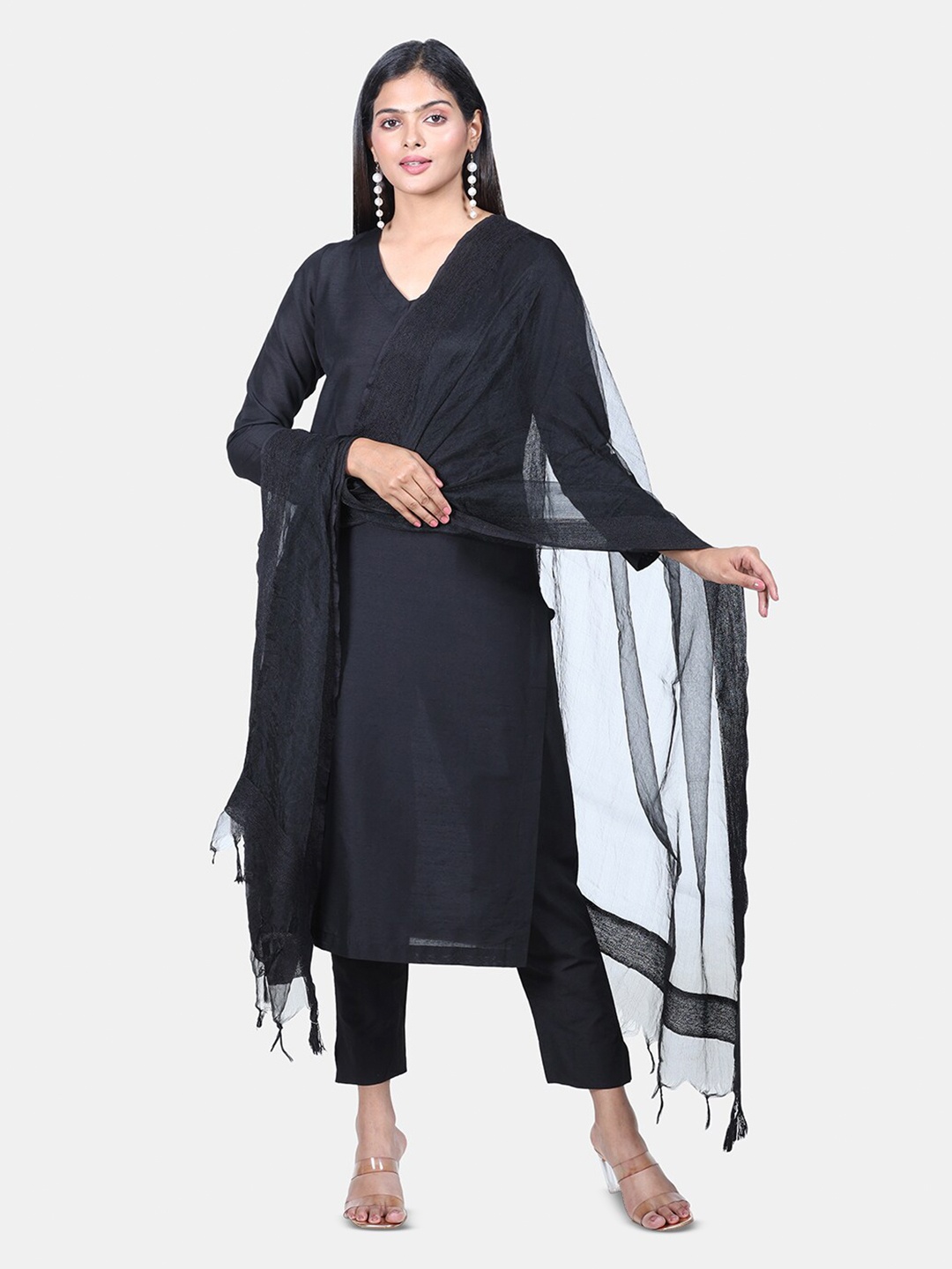 

HELLA FASHIONS Dupatta With Tasselled, Black