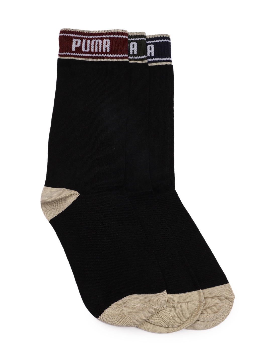 

Puma Unisex Set of 3 Lifestyle Calf Length Socks, Black