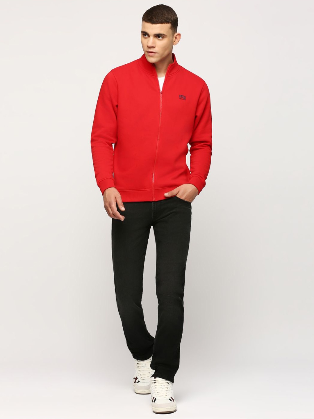 

Pepe Jeans Mock Collar Pure Cotton Front-Open Sweatshirt, Red