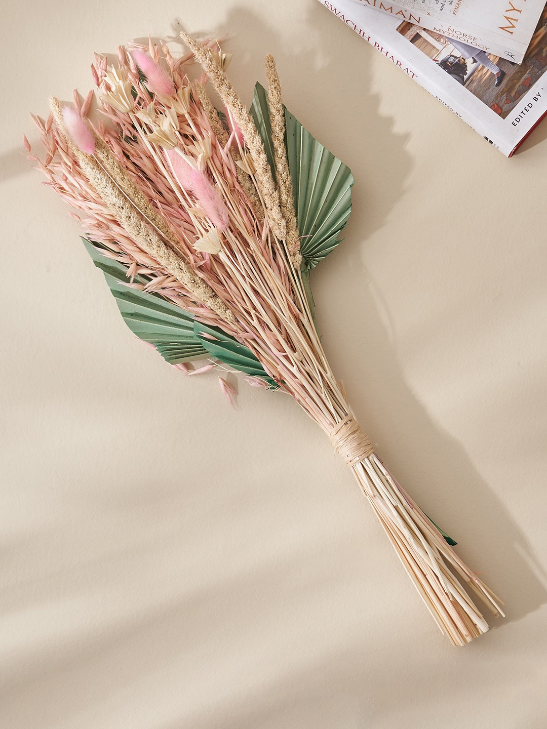 

Home Centre Moksha Pink & Green Mixed Dried Floral & Grass Bunch