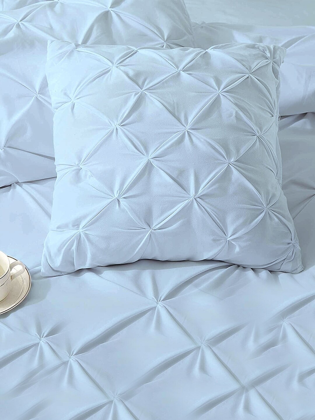 

THE WHITE MOSS Blue 5 Pieces Self Design Square Cushion Cover