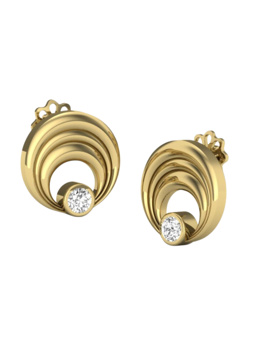 

KUBERBOX 18KT Regal Diamond Studded Stud Earrings-3.77gm, Gold