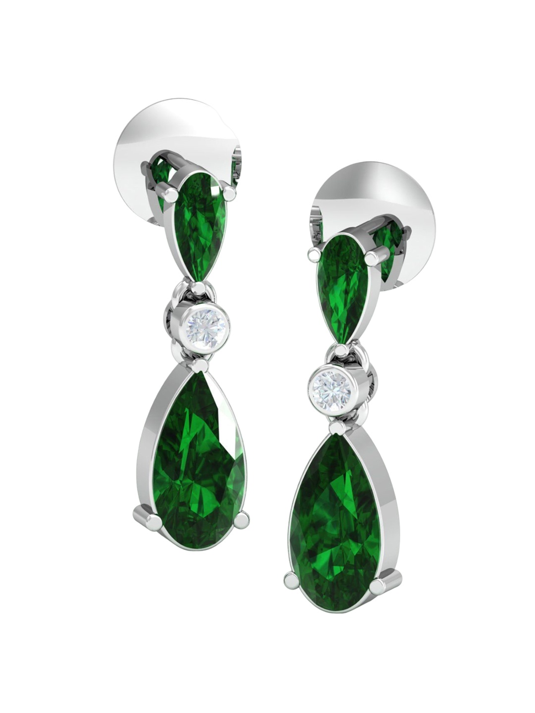 

KUBERBOX Buru 18KT White Gold Diamond Earrings-4.6gm, Silver