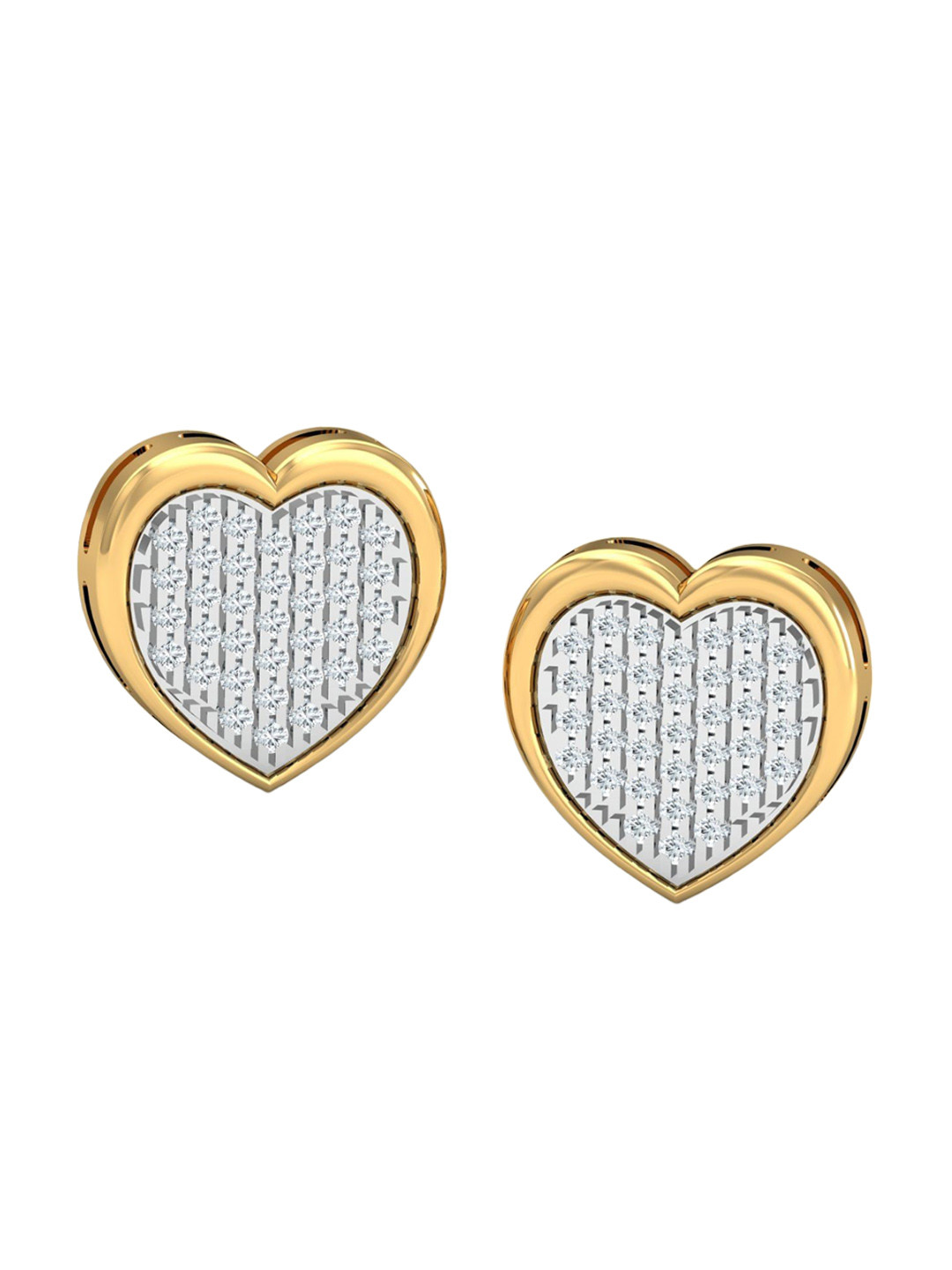 

KUBERBOX 18KT Gold Heartstuffed Diamonds-Studded Stud Earrings-3.61 gm