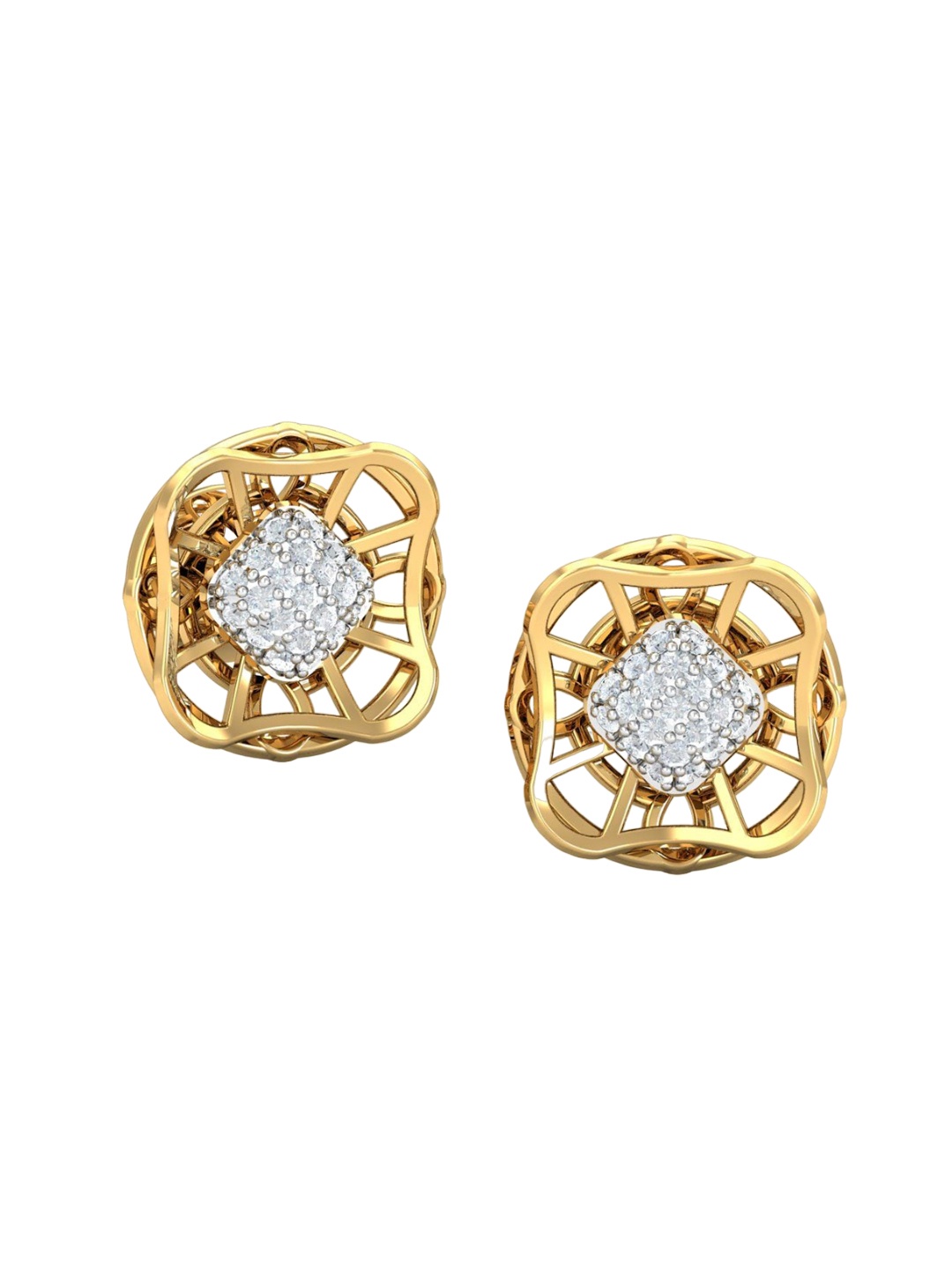 

KUBERBOX Devanshi 18KT Gold Diamond Stud Earrings-2.29gm