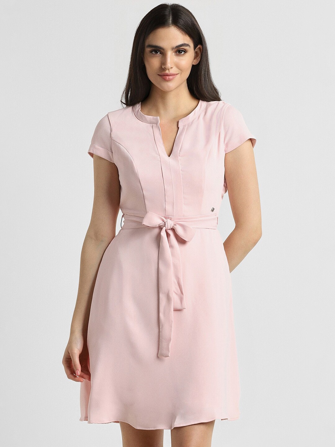

Allen Solly Woman Mandarin Collar A-Line Dress, Pink