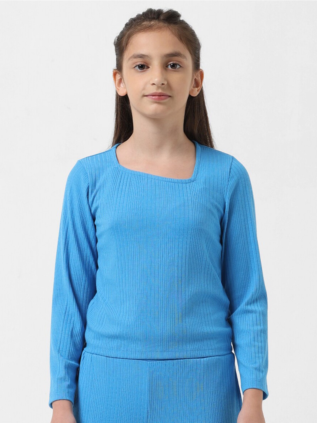

Vero Moda Girls Vertical Striped Square Neck Top, Blue