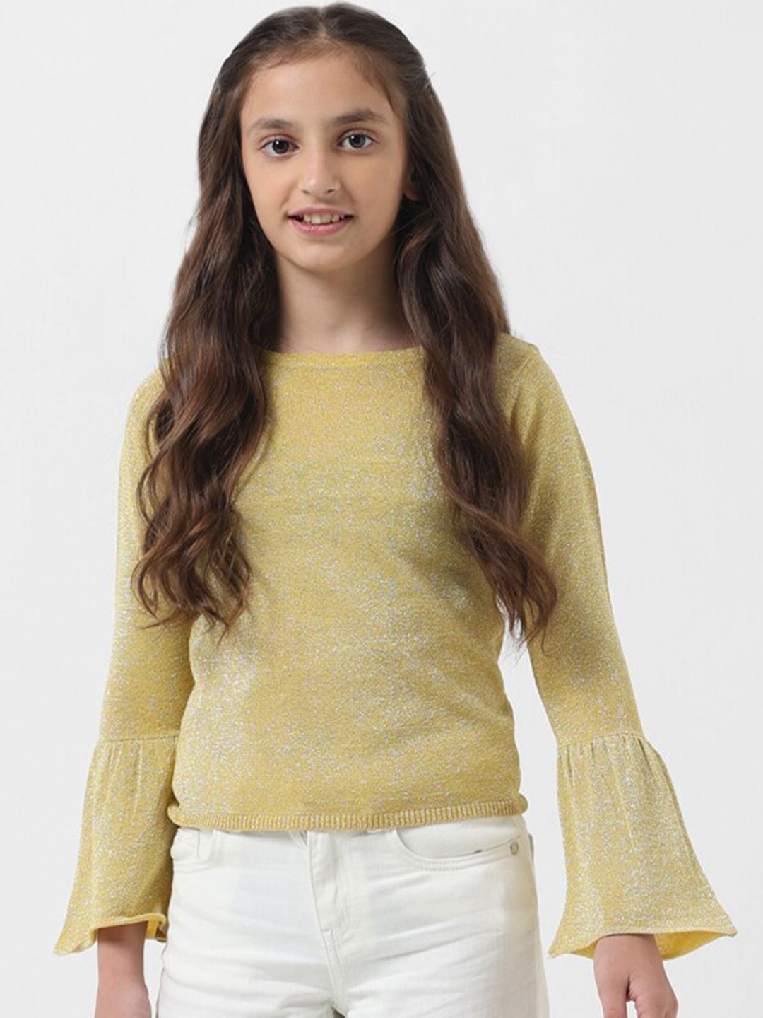 

Vero Moda Embellished Bell Sleeves Top, Yellow