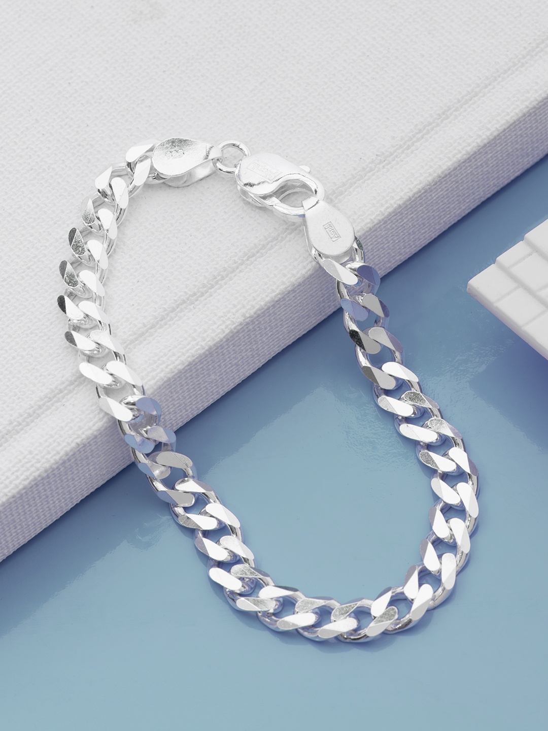 

Zavya Men 925 Sterling Silver Rhodium-Plated Link Bracelet
