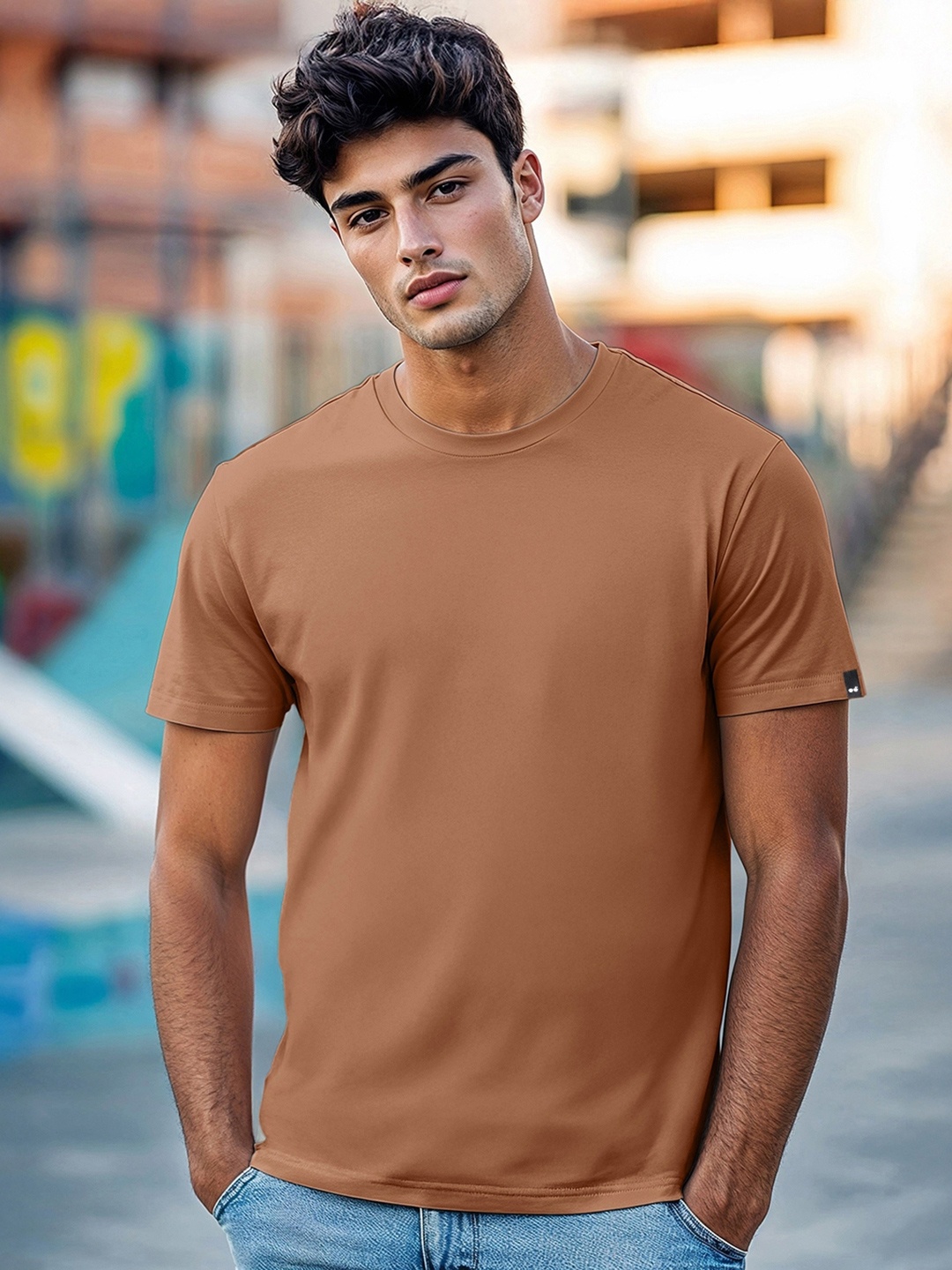 

Bewakoof Brown Round Neck Short Sleeves Cotton Regular T-shirt