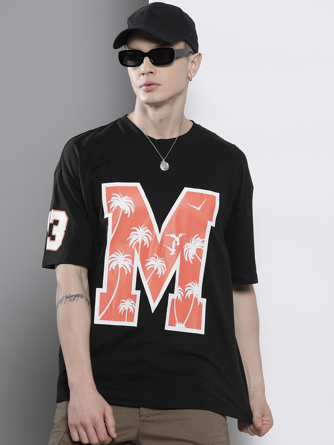 

boohooMAN Typography Printed Pure Cotton Oversized T-shirt, Black