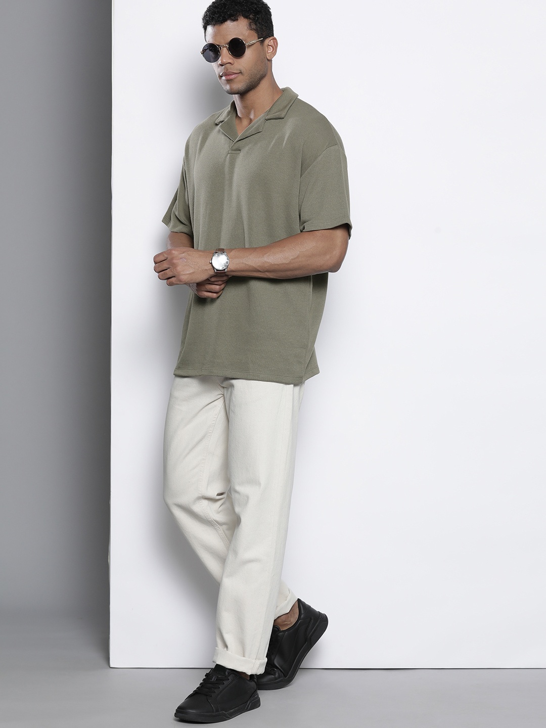 

boohooMAN Polo Collar Oversized T-shirt, Green
