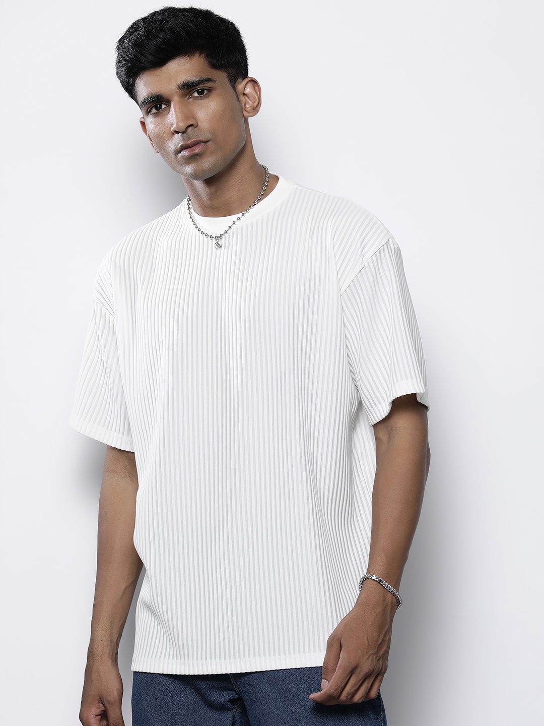 

boohooMAN Ribbed Oversized T-shirt, White