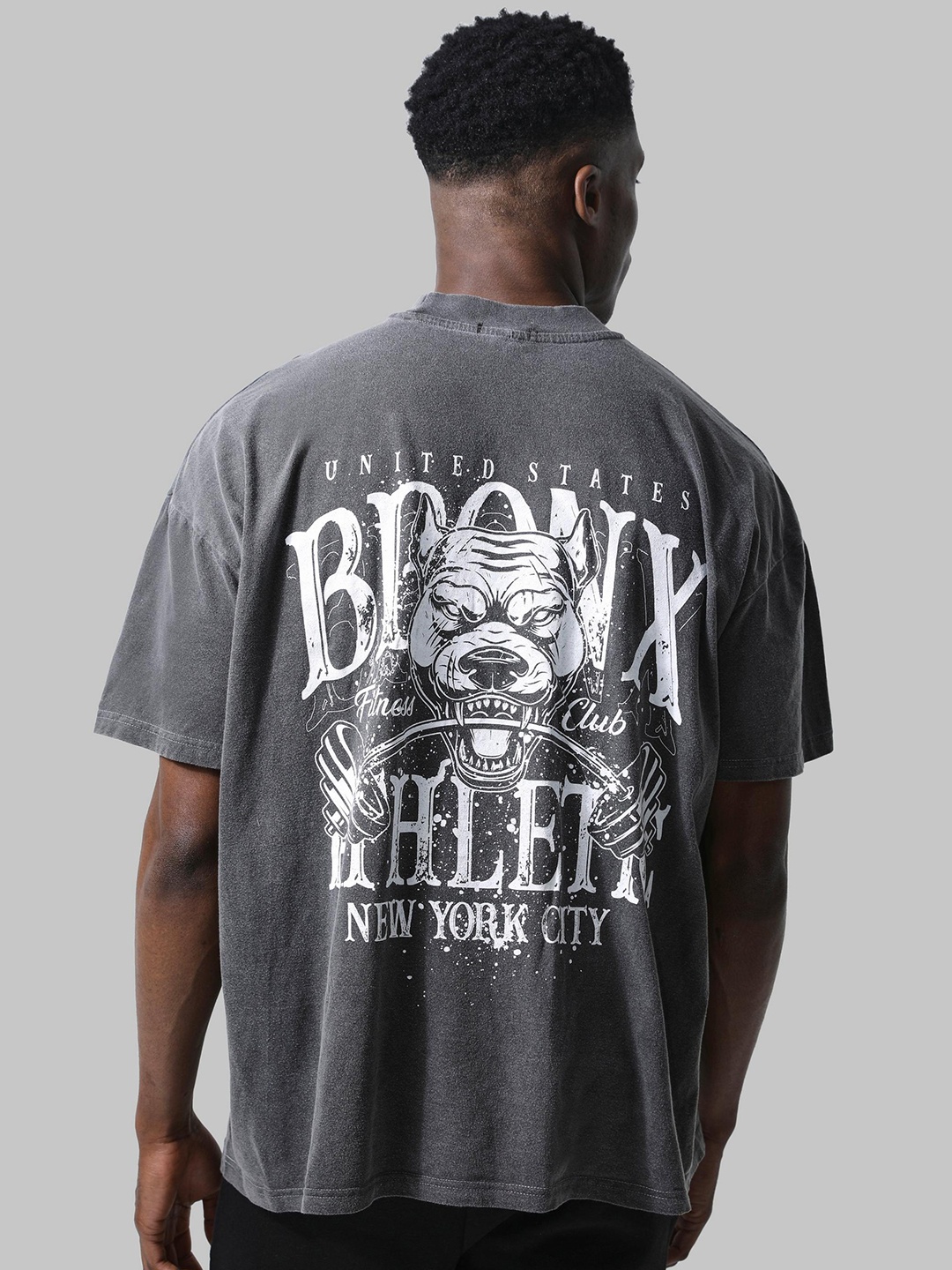 

boohooMAN Printed Pure Cotton Oversized Active T-shirt, Grey