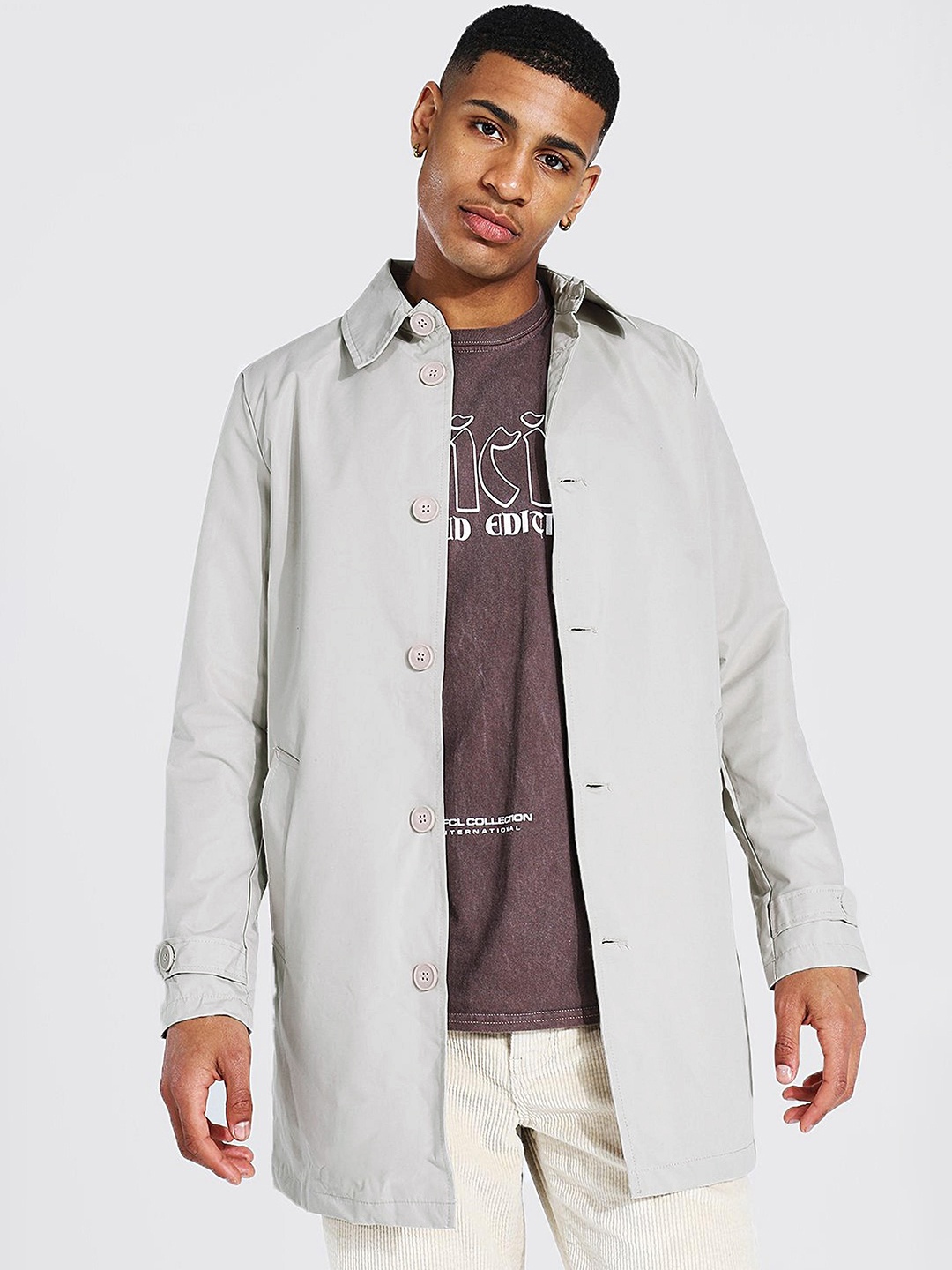 

boohooMAN Longline Twill Tailored Jacket, Grey