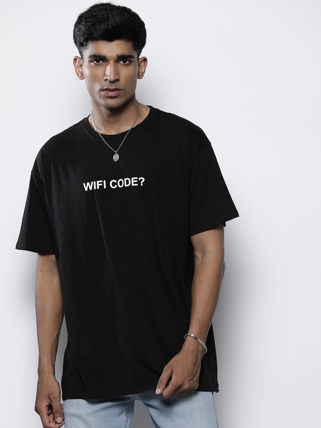 

boohooMAN Typography Detailed Oversized Pure Cotton T-shirt, Black