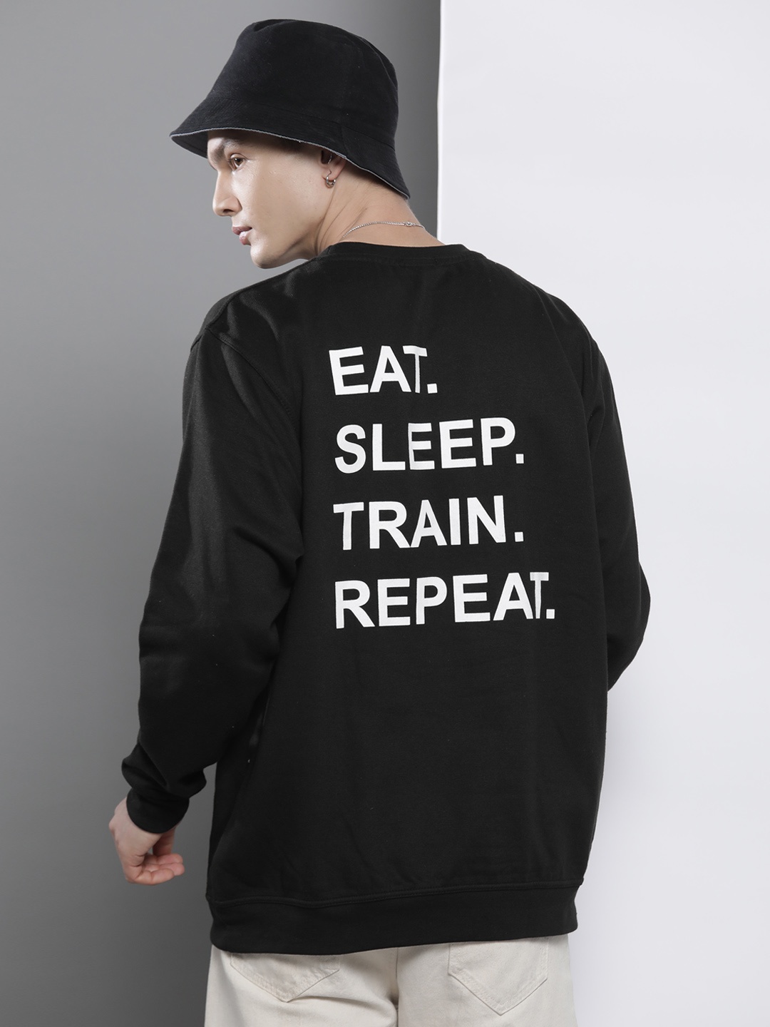

boohooMAN Printed Oversized Sweatshirt, Black