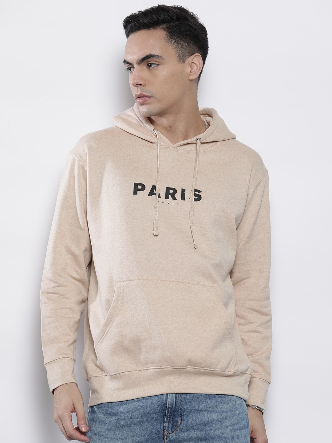 

boohooMAN Printed Hooded Sweatshirt, Beige