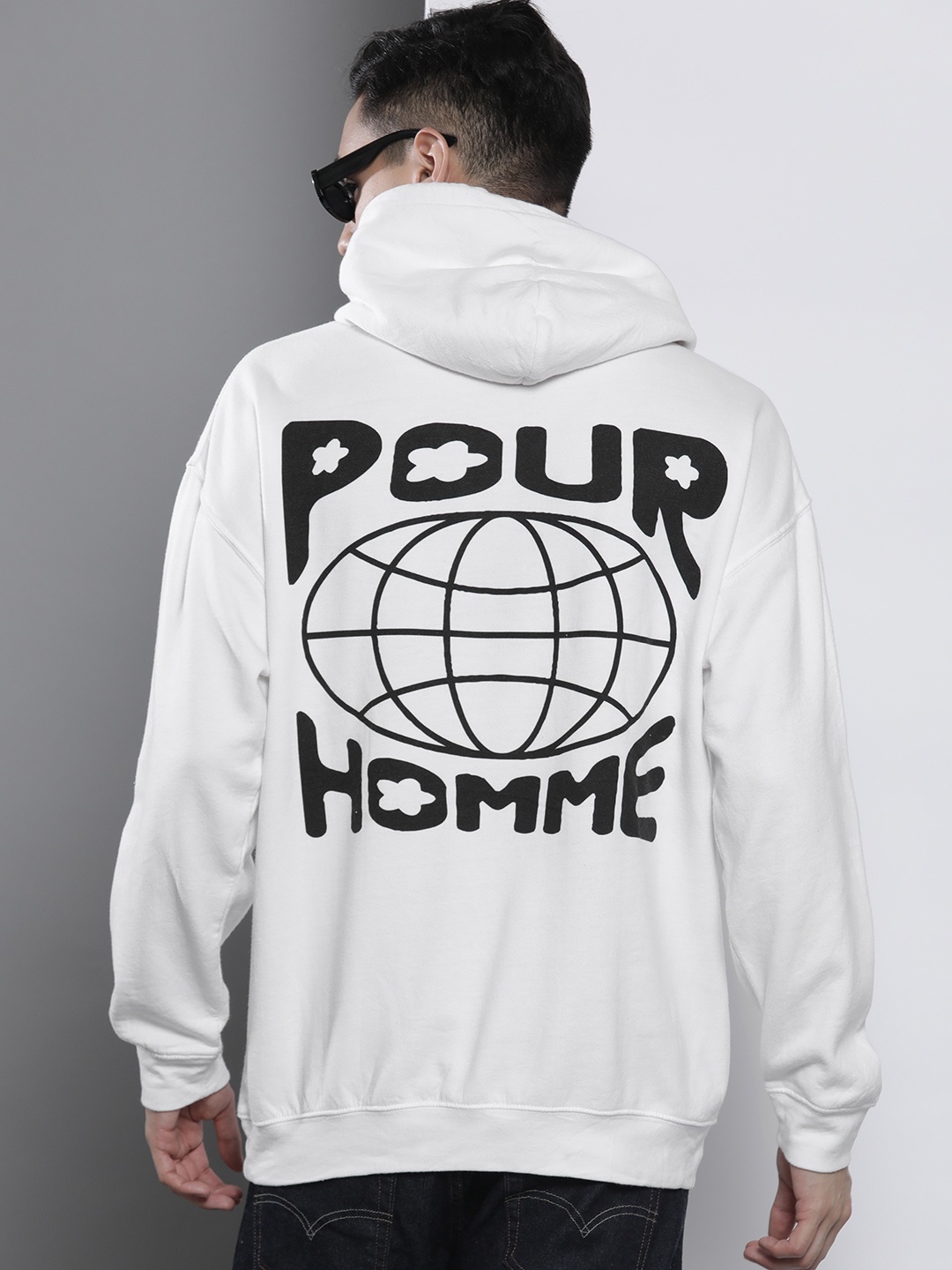 

boohooMAN Back Print Hooded Oversized Sweatshirt, White