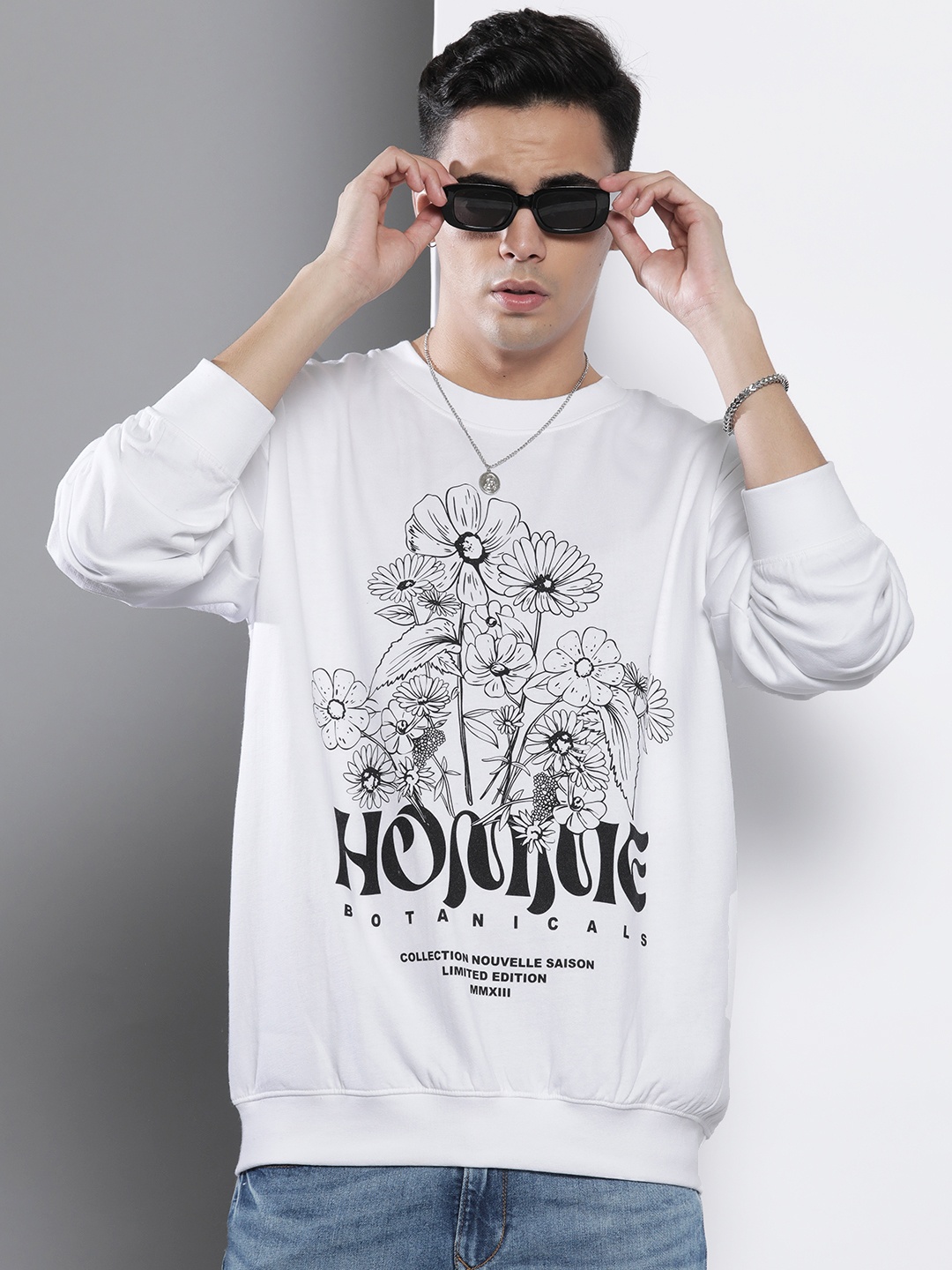 

boohooMAN Monochrome Homme Printed Sweatshirt, White