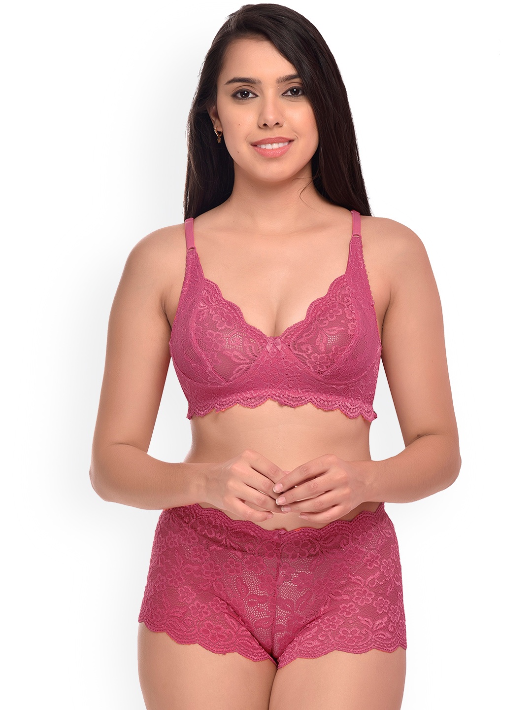 

AROUSY Self-Design Net Lingerie, Pink