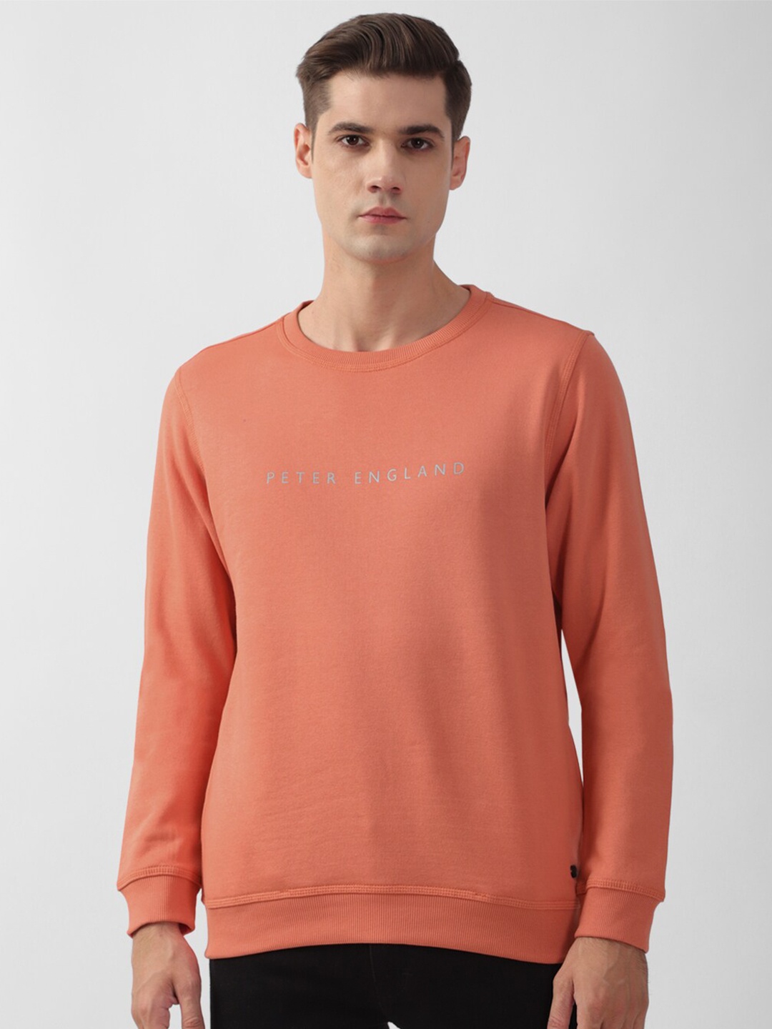 

Peter England Casuals Round Neck Pullover Sweatshirt, Peach