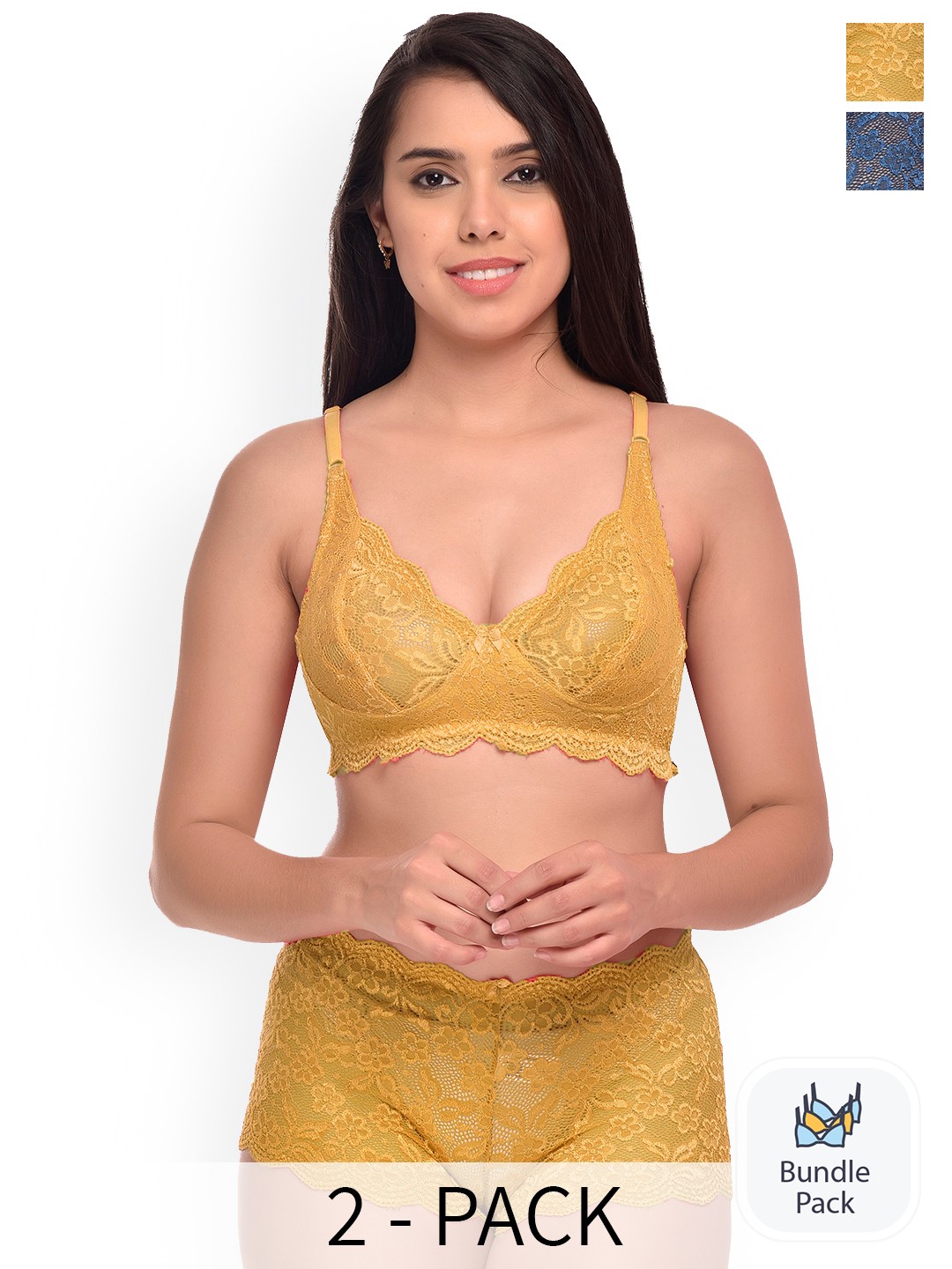 

Aamarsh Pack Of 2 Self Design Lingerie Set, Yellow