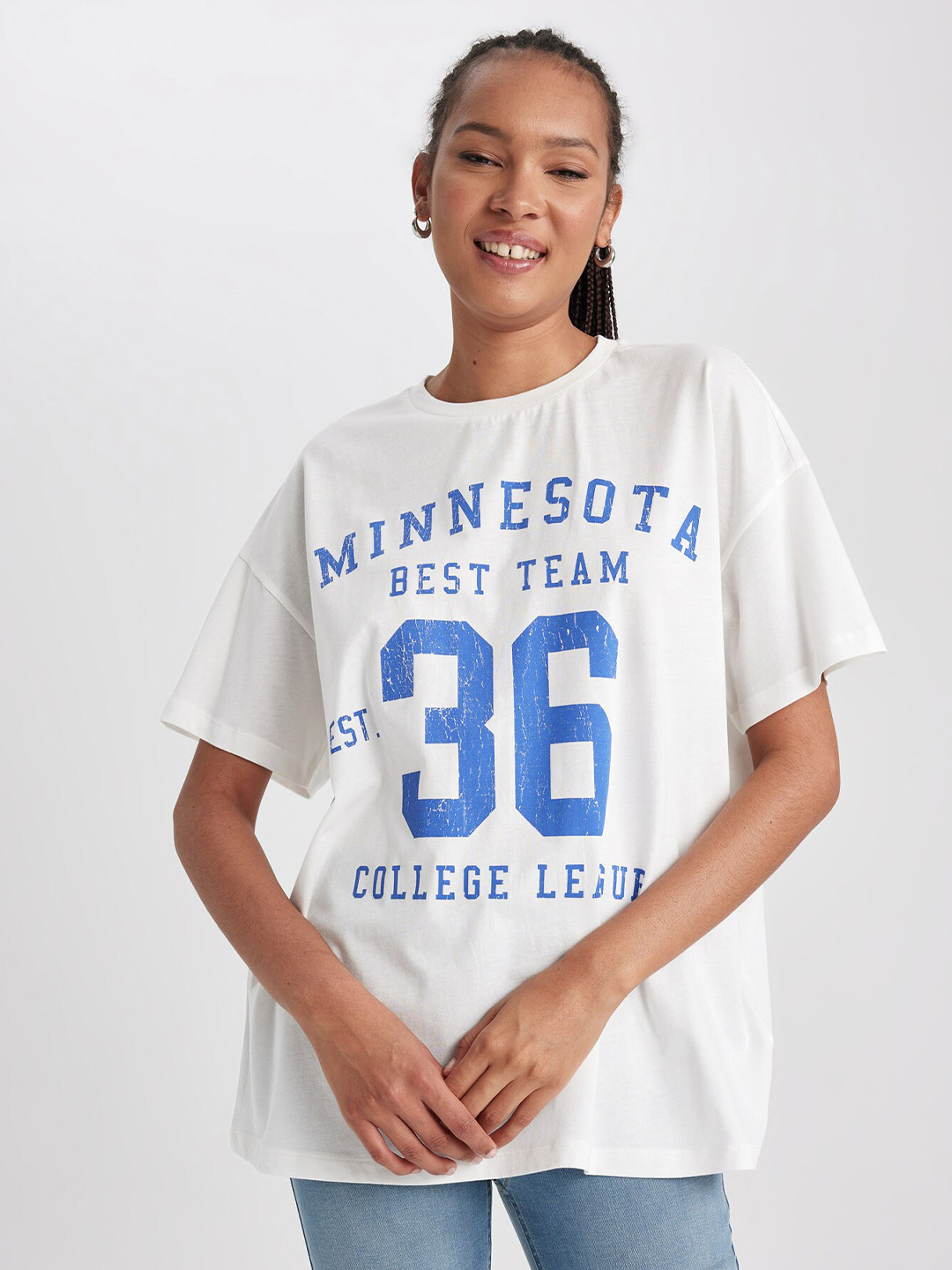 

DeFacto Varsity Printed T-shirt, White
