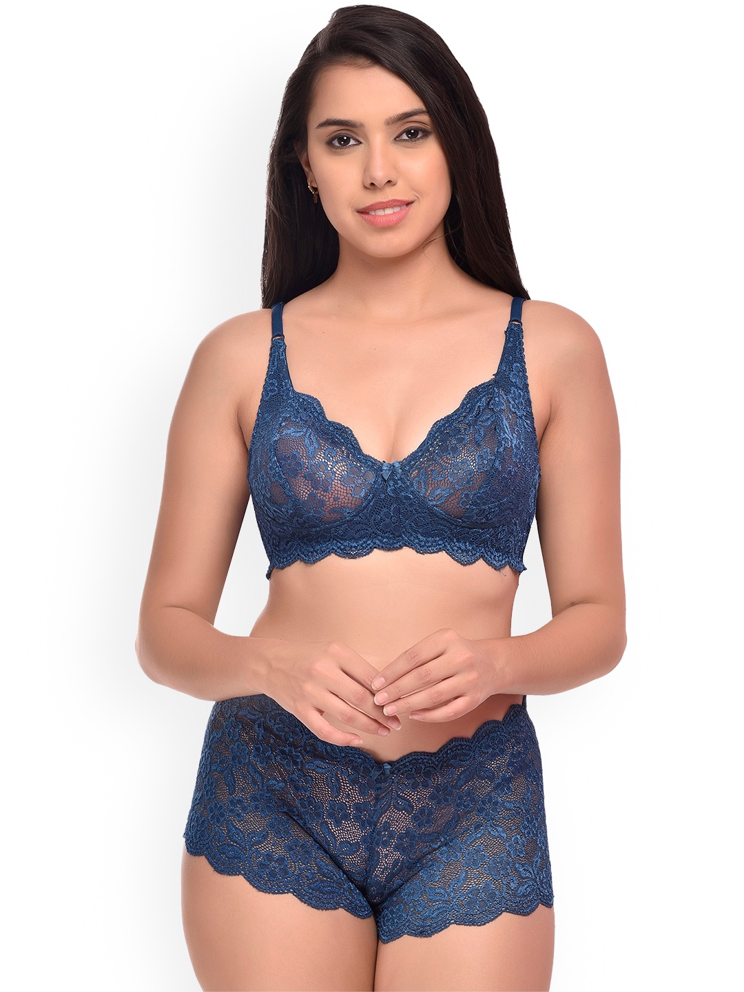 

AROUSY Self Design Lingerie Set Rain-Set_Blue_30