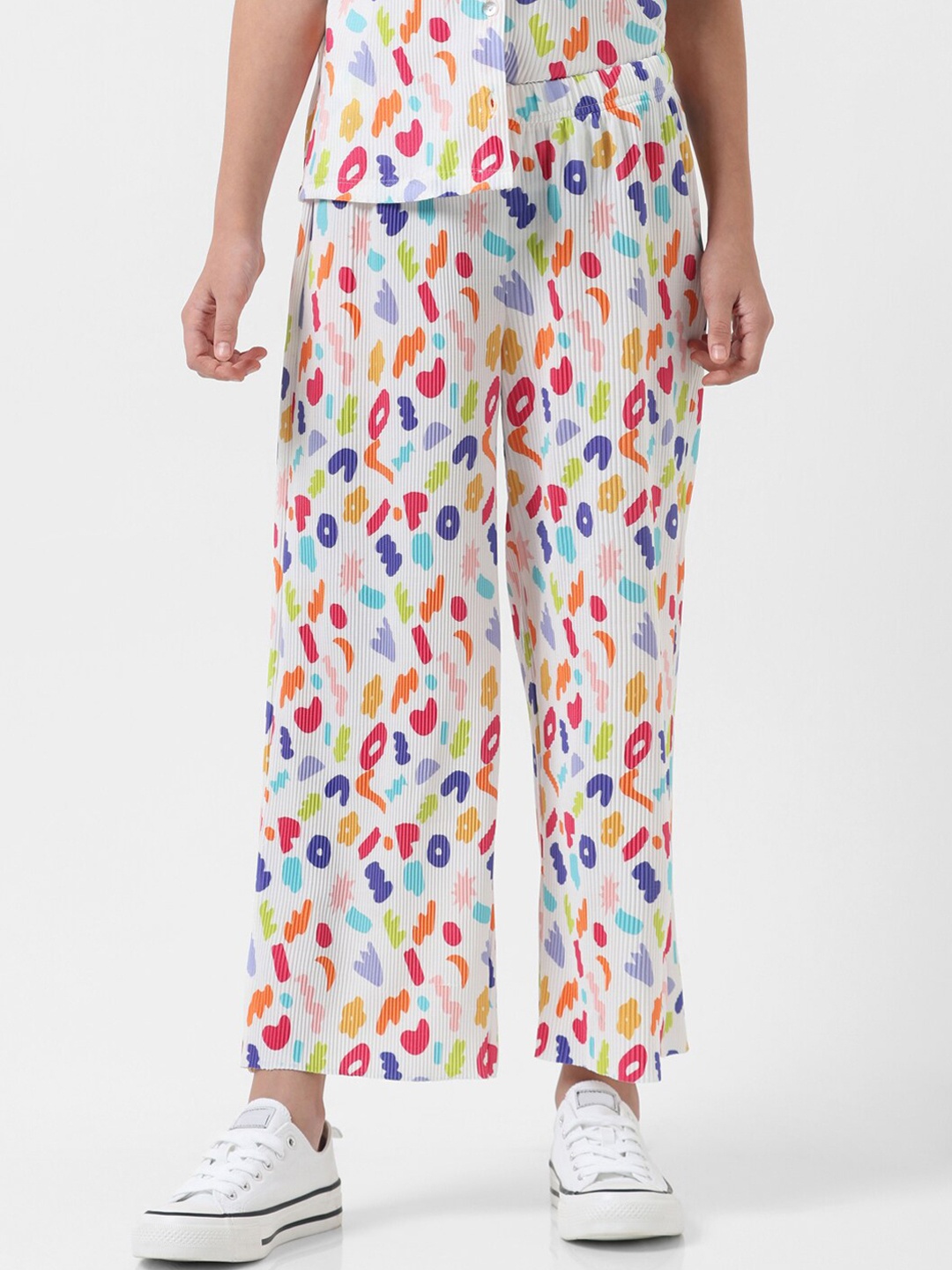 

Vero Moda Girls Printed Straight Fit Trousers, White