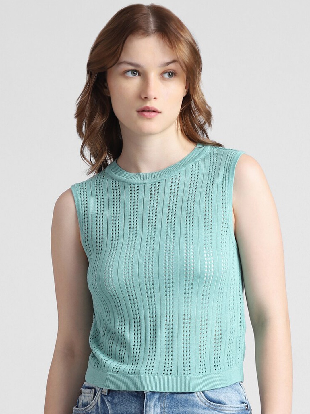 

ONLY Onld Loop Sl Round Neck Sleeveless Top, Green