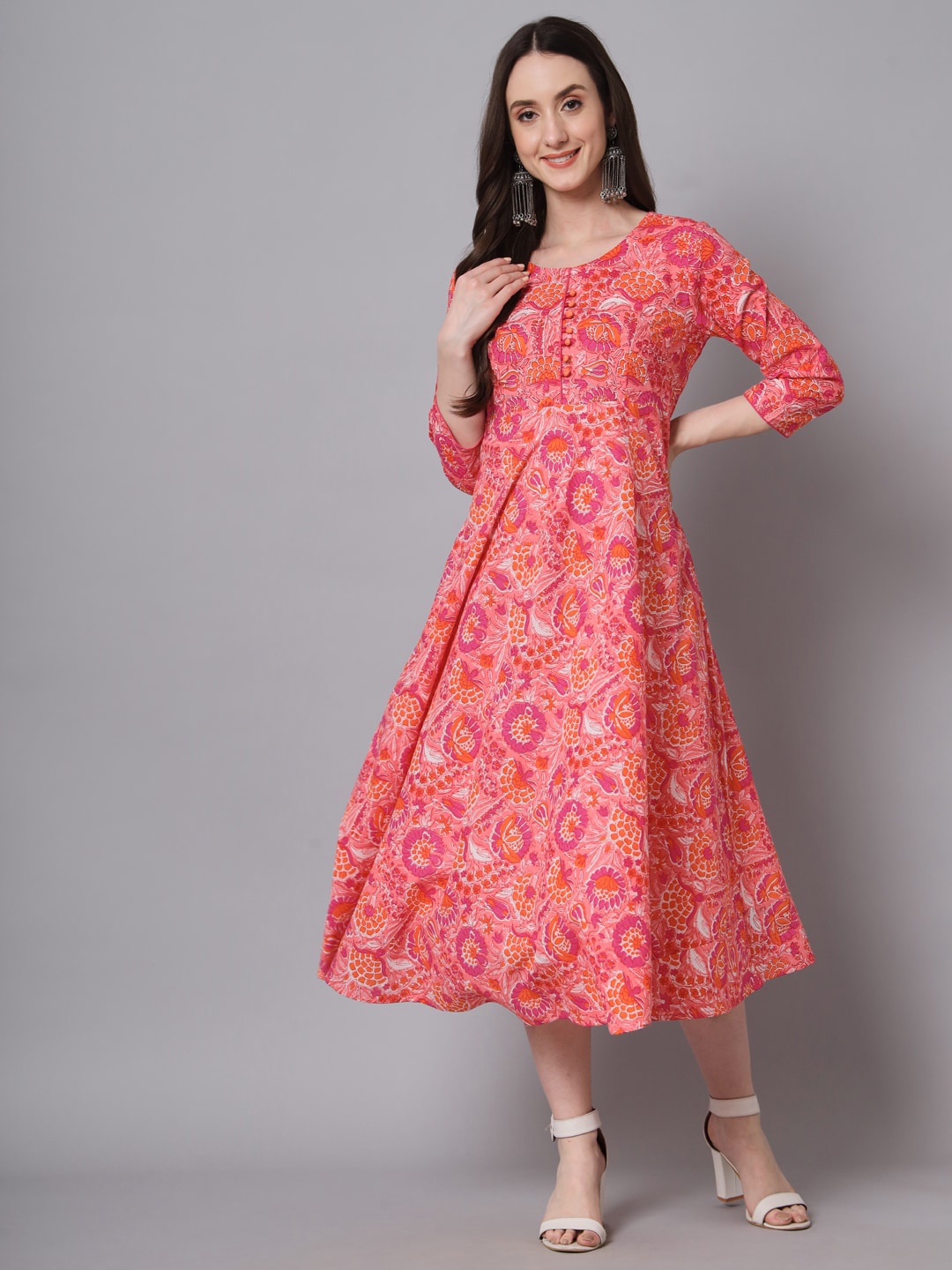 

RANGMAYEE Ethnic Motifs Printed Dress, Pink