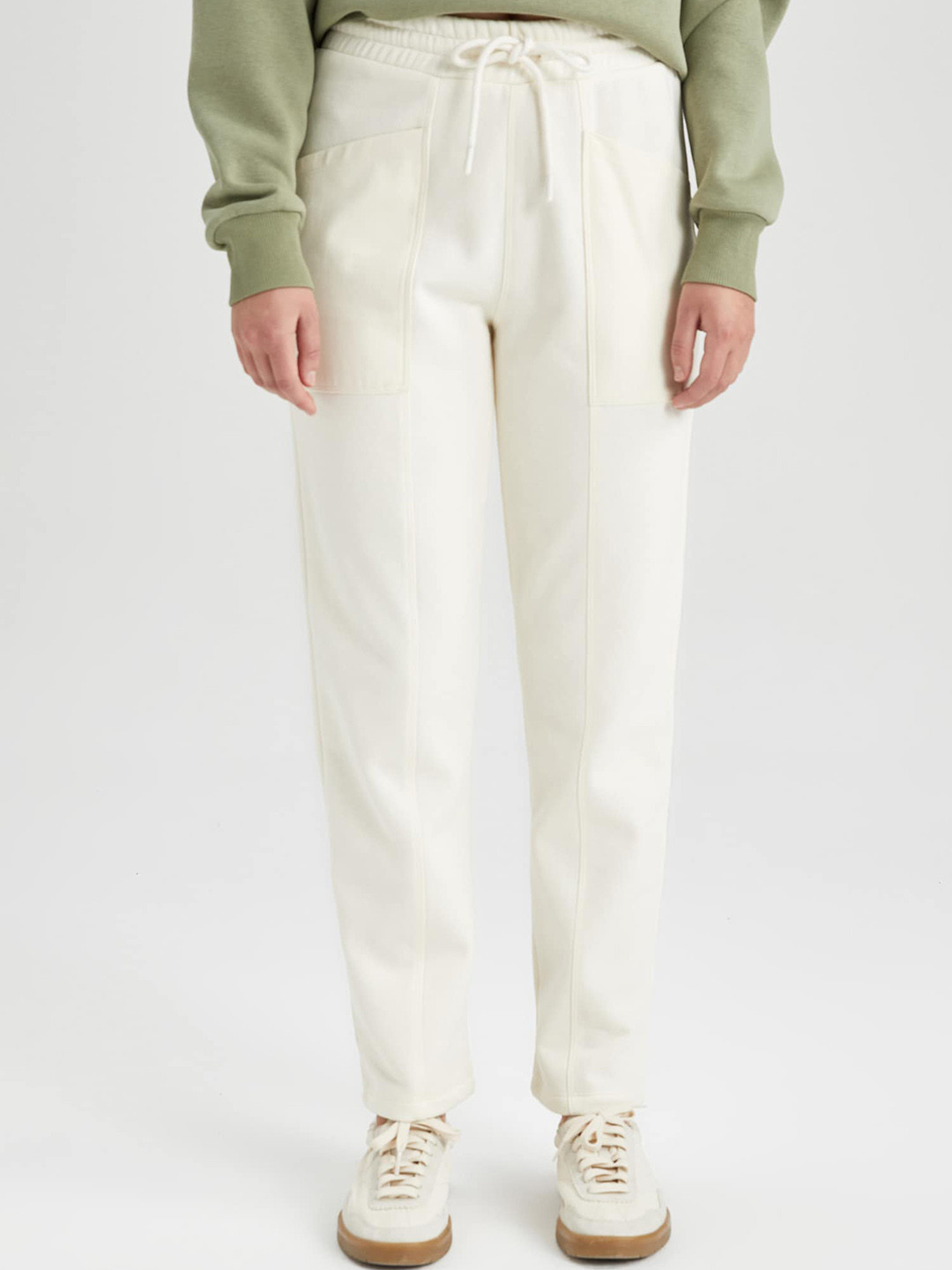 

DeFacto Women Regular Fit Mid-Rise Trousers, White