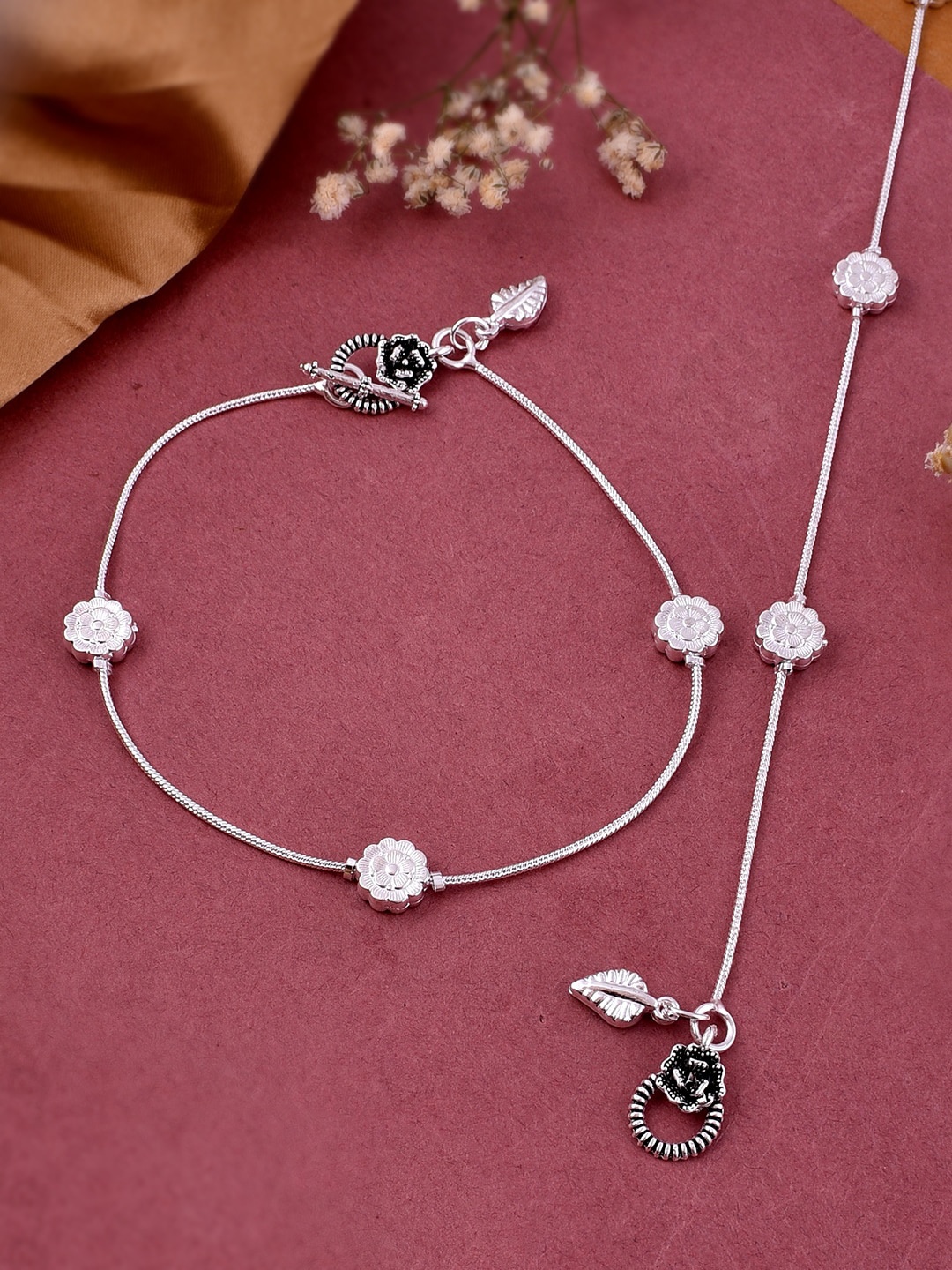 

Silvermerc Designs Set Of 2 Silver-Plated Anklets
