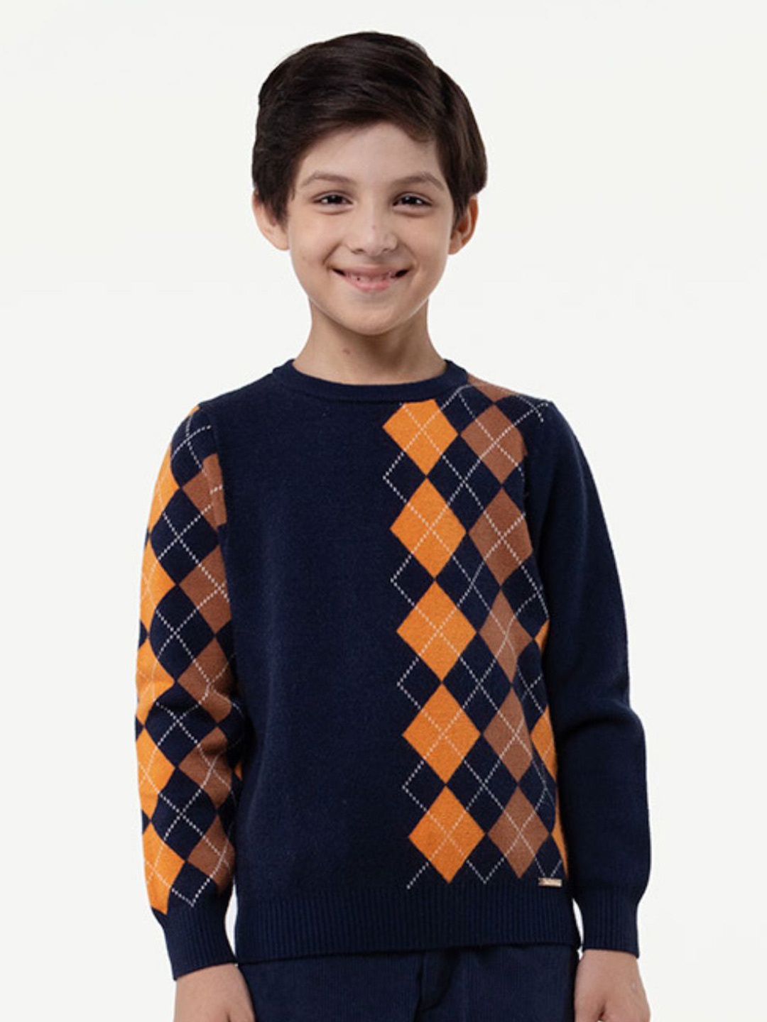 

One Friday Boys Abstract Printed Pullover Sweater, Navy blue