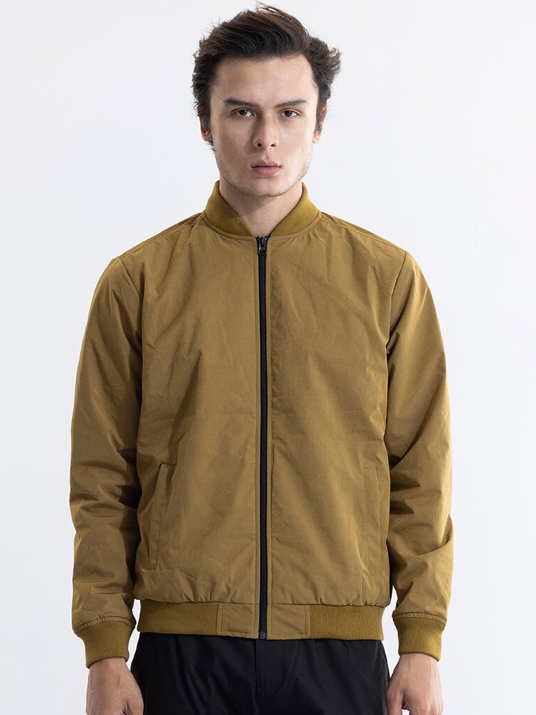 

Snitch Mustard Stand Collar Bomber Jacket
