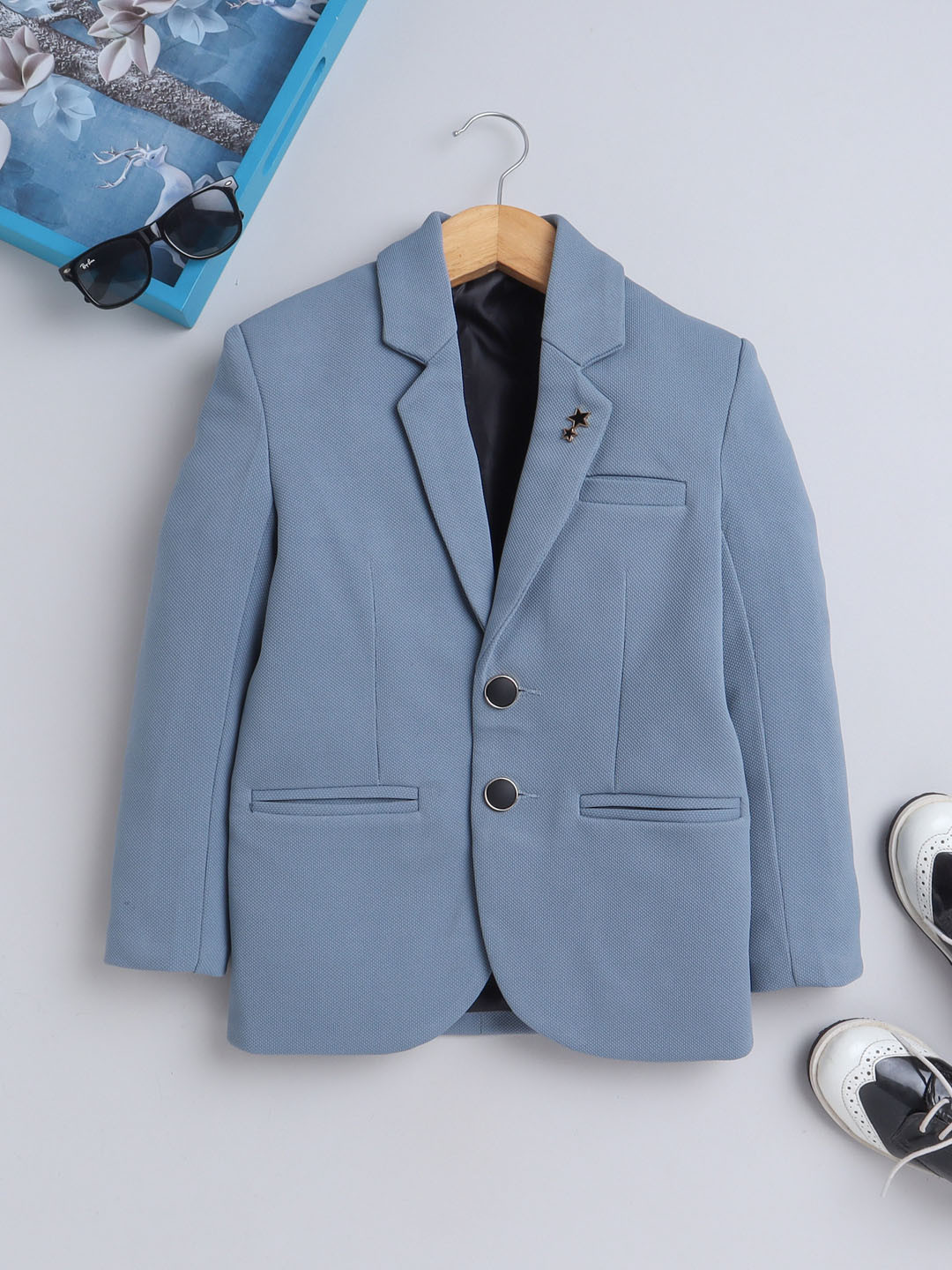 

BAESD Boys Textured Single-Breasted Notched Lapel Blazers, Blue