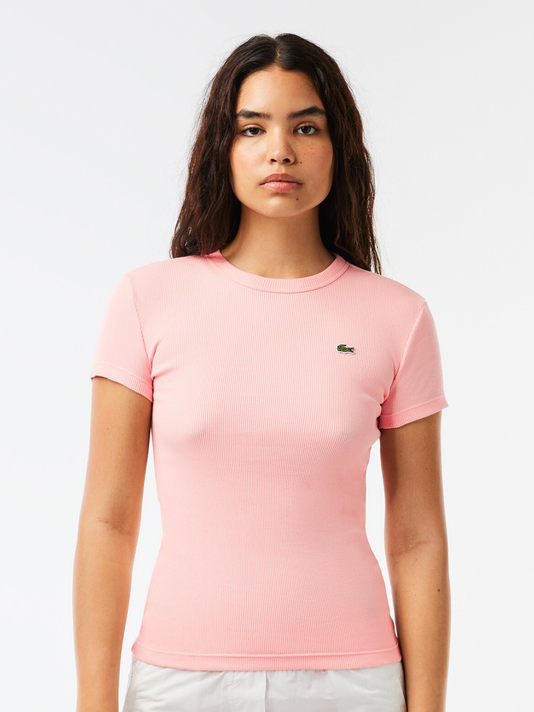 

Lacoste Round Neck Pure Cotton Slim Fit T-shirt, Pink